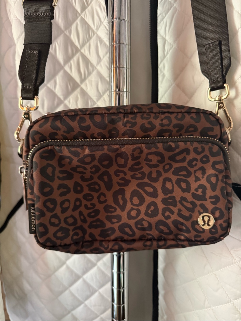 lululemon athletica Brown Leopard Print Crossbody Bag
